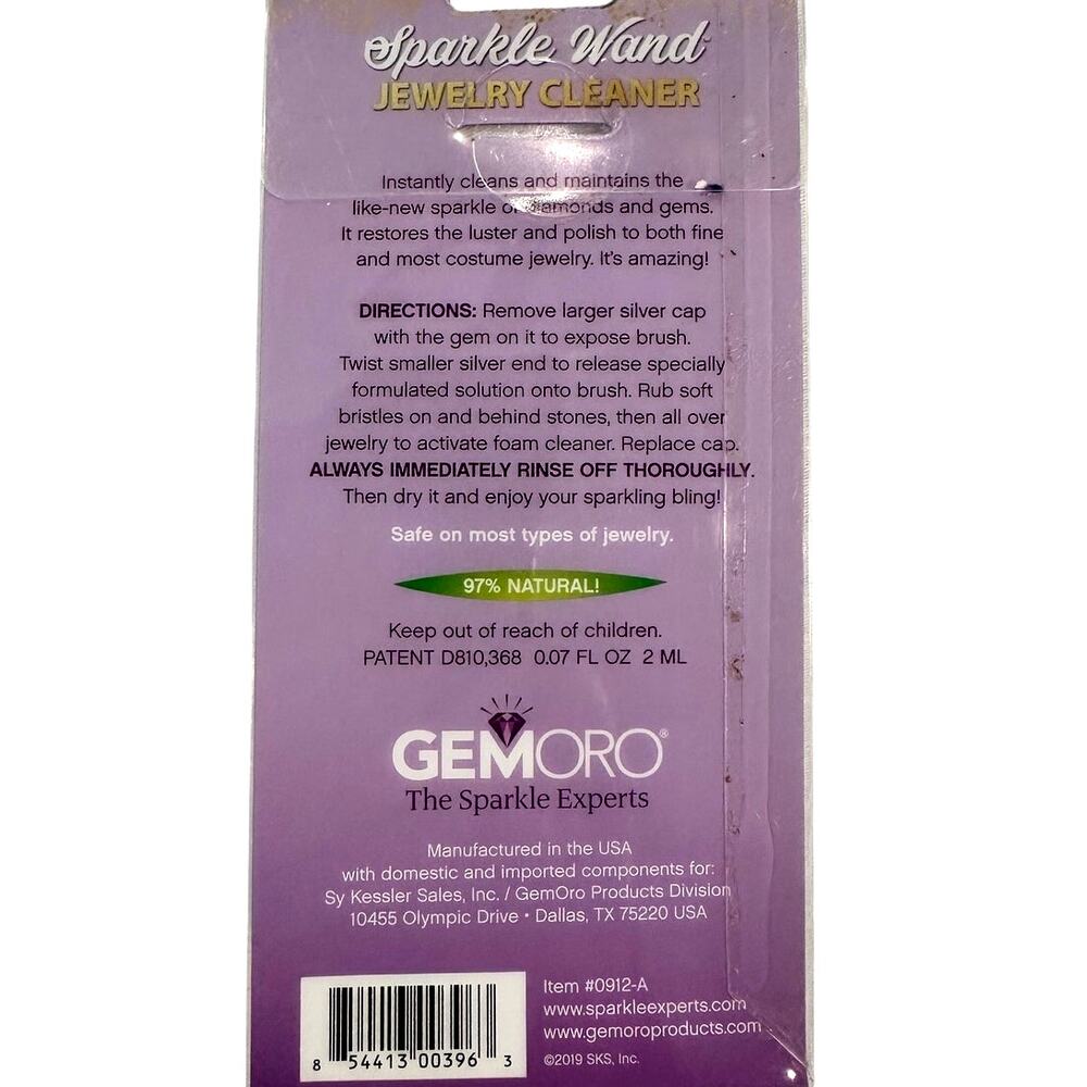 Gemoro 'Sparkle Wand' Jewelry Cleaner .07 fl oz/2 ml Applicator New-Sealed - Picture 4 of 5